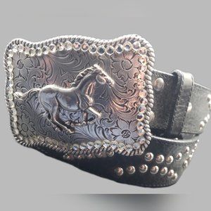 Nocona Western WOMENS Horse Belt buckle diamond studded